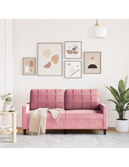 Divano a 2 Posti Rosa 140 cm in Velluto