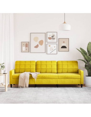 Divano a 3 Posti Giallo 210 cm in Velluto