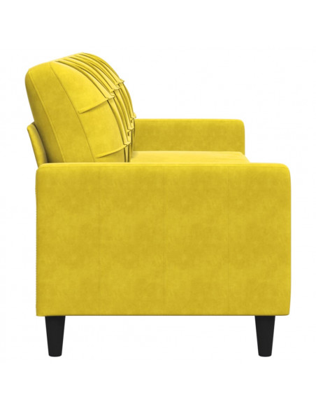 Divano a 3 Posti Giallo 210 cm in Velluto
