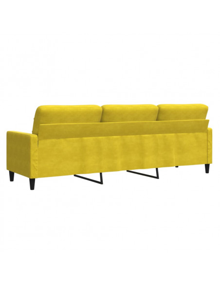 Divano a 3 Posti Giallo 210 cm in Velluto