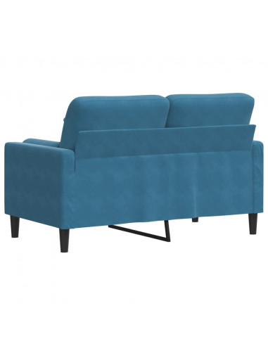 Divano a 2 Posti con Cuscini Blu 120 cm in Velluto