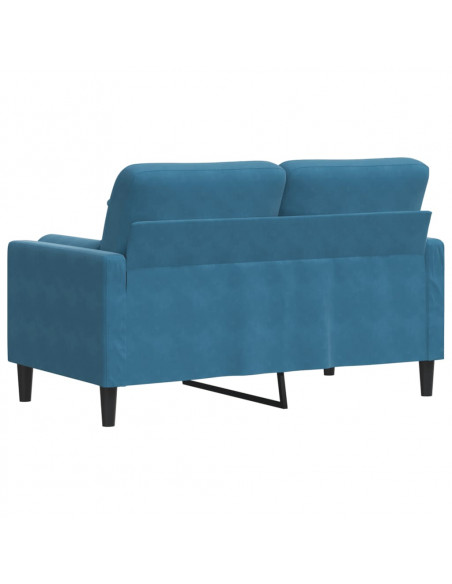 Divano a 2 Posti con Cuscini Blu 120 cm in Velluto