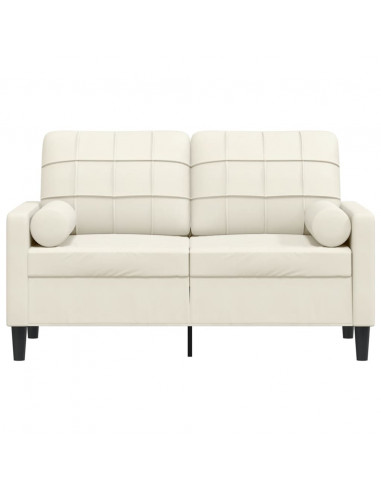 Divano a 2 Posti con Cuscini Crema 120 cm in Velluto