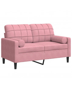 Divano a 2 Posti con Cuscini Rosa 120 cm in Velluto
