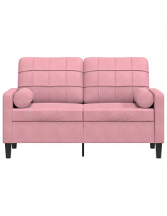 Divano a 2 Posti con Cuscini Rosa 120 cm in Velluto 2