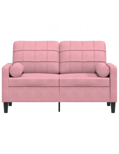 Divano a 2 Posti con Cuscini Rosa 120 cm in Velluto