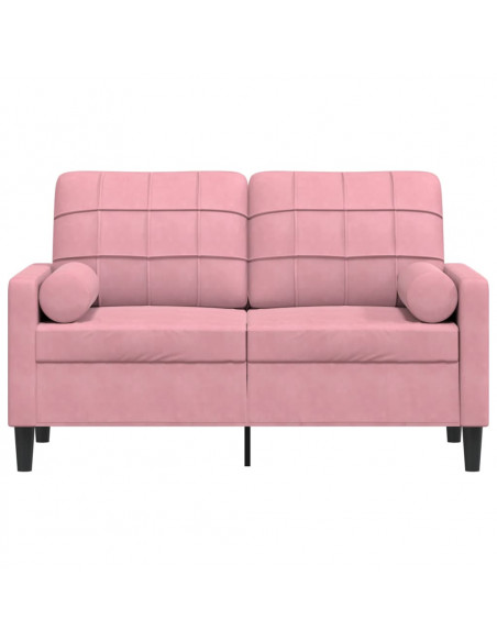 Divano a 2 Posti con Cuscini Rosa 120 cm in Velluto