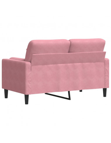 Divano a 2 Posti con Cuscini Rosa 120 cm in Velluto