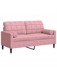 Divano a 2 Posti con Cuscini Rosa 140 cm in Velluto