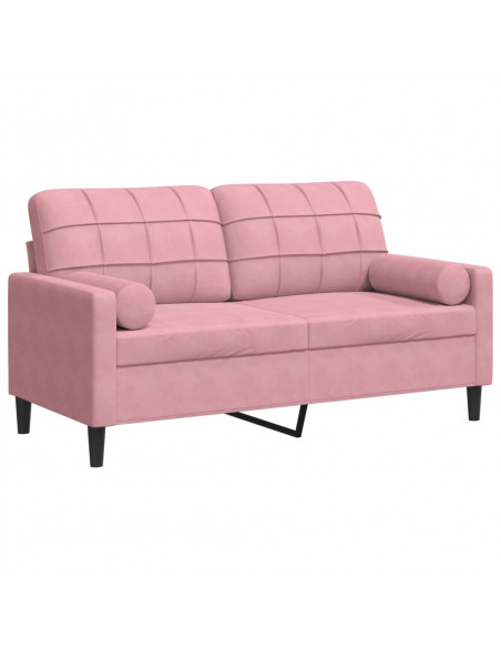 Divano a 2 Posti con Cuscini Rosa 140 cm in Velluto