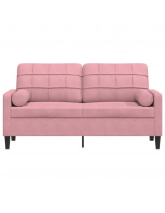 Divano a 2 Posti con Cuscini Rosa 140 cm in Velluto 2