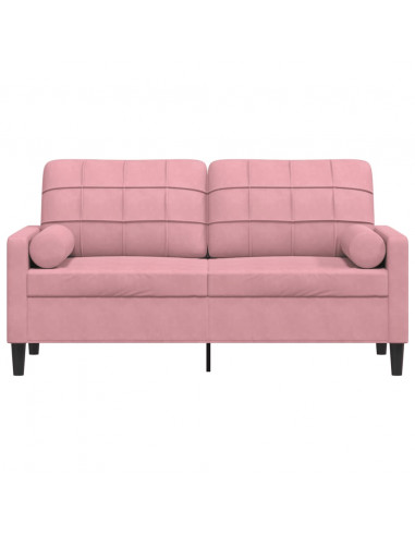 Divano a 2 Posti con Cuscini Rosa 140 cm in Velluto