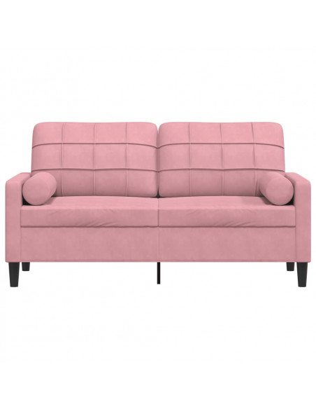 Divano a 2 Posti con Cuscini Rosa 140 cm in Velluto