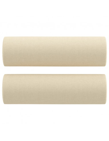 Divano a 3 Posti con Cuscini Crema 180 cm in Tessuto