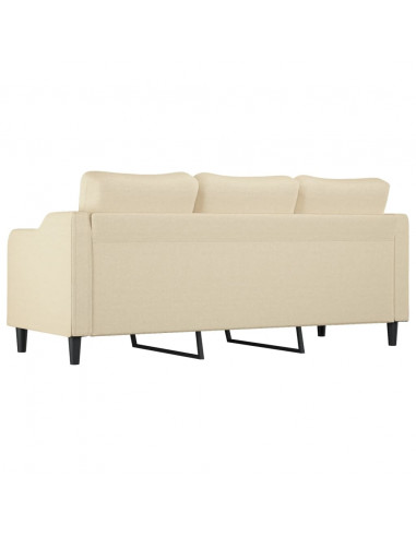 Divano a 3 Posti Crema 180 cm in Tessuto