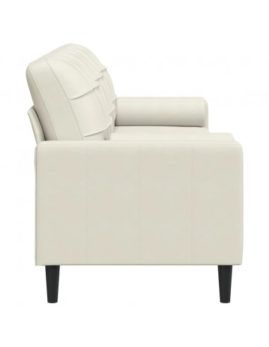 Divano a 3 Posti con Cuscini Crema 210 cm in Velluto