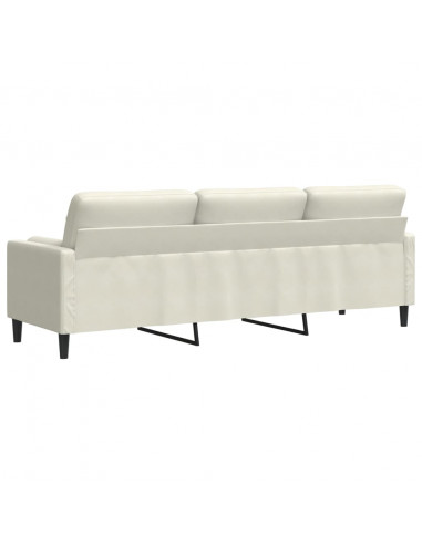 Divano a 3 Posti con Cuscini Crema 210 cm in Velluto