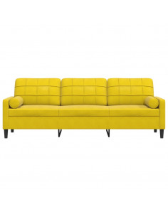 Divano a 3 Posti con Cuscini Giallo 210 cm in Velluto 2