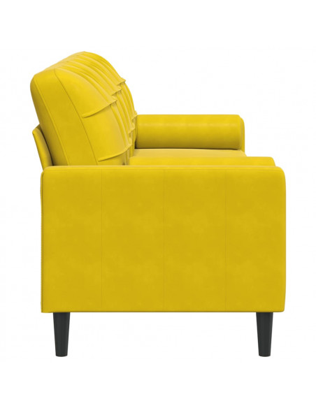 Divano a 3 Posti con Cuscini Giallo 210 cm in Velluto