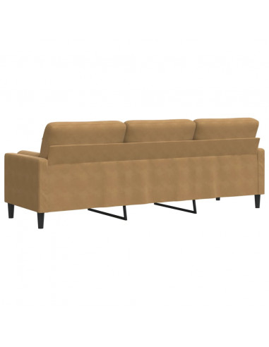 Divano a 3 Posti con Cuscini Marrone 210 cm in Velluto