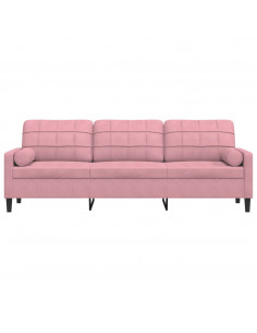 Divano a 3 Posti con Cuscini Rosa 210 cm in Velluto 2