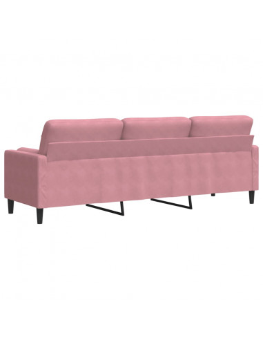 Divano a 3 Posti con Cuscini Rosa 210 cm in Velluto