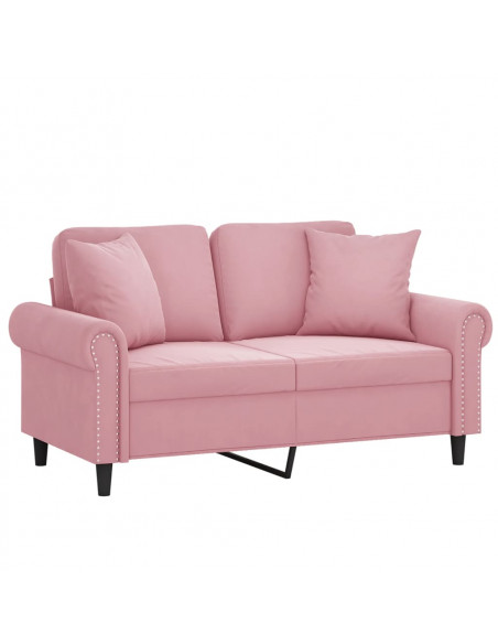 Divano a 2 Posti con Cuscini Rosa 120 cm in Velluto