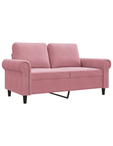 Divano a 2 Posti Rosa 120 cm in Velluto