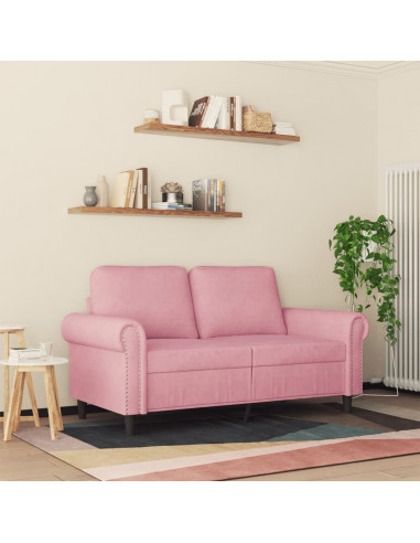 Divano a 2 Posti Rosa 120 cm in Velluto
