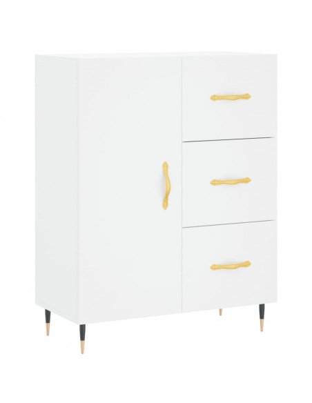 Credenza Bianca 69,5x34x180 cm in Legno Multistrato