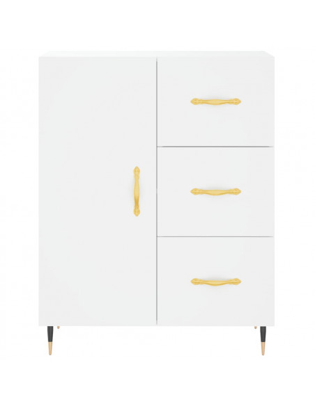 Credenza Bianca 69,5x34x180 cm in Legno Multistrato