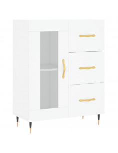 Credenza Bianca 69,5x34x180 cm in Legno Multistrato