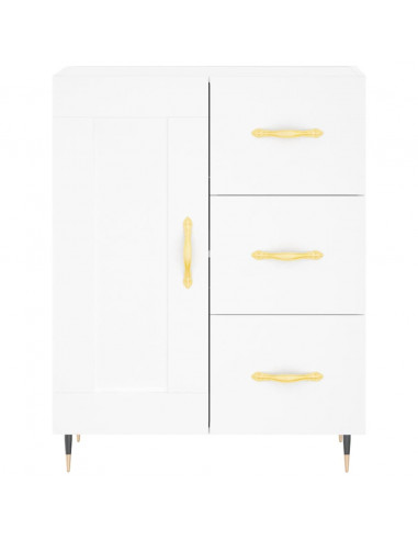 Credenza Bianca 69,5x34x180 cm in Legno Multistrato