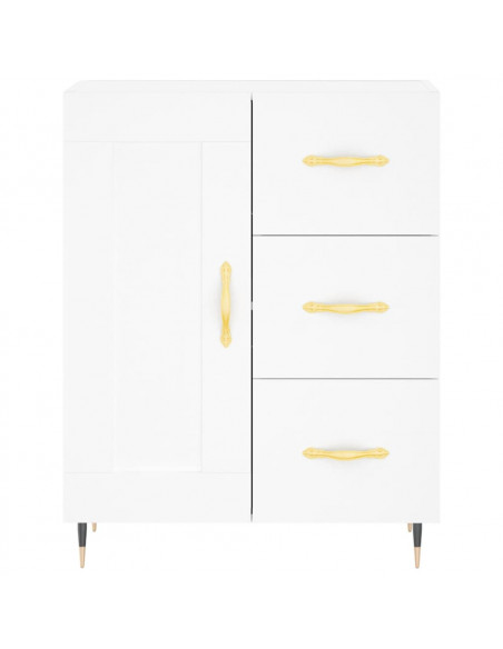 Credenza Bianca 69,5x34x180 cm in Legno Multistrato