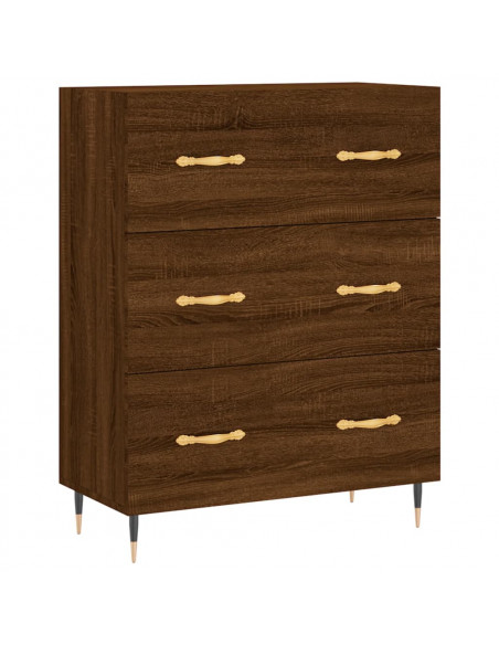 Credenza Rovere Marrone 69,5x34x180 cm in Legno Multistrato