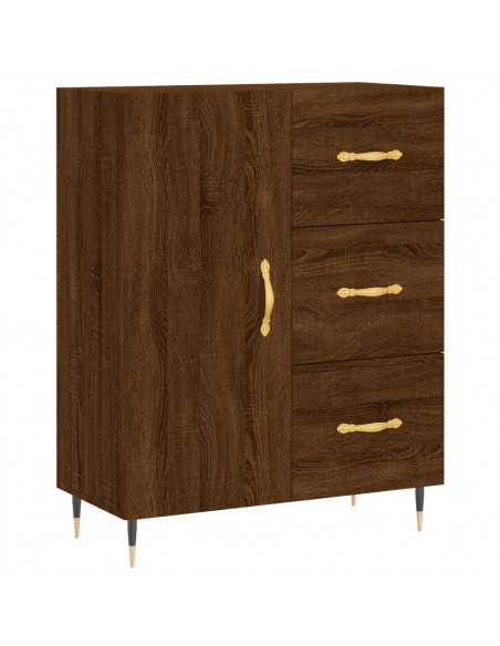 Credenza Rovere Marrone 69,5x34x180 cm in Legno Multistrato