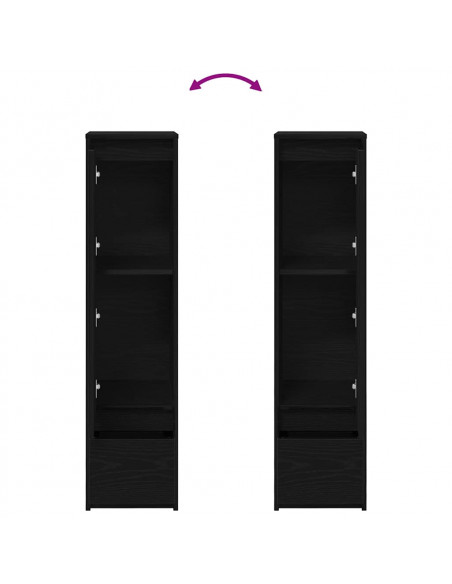 Credenza Rovere Nero 29,5x34x119,5 cm in Legno Multistrato