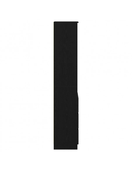 Credenza Rovere Nero 37,5x35x180 cm in Legno Multistrato