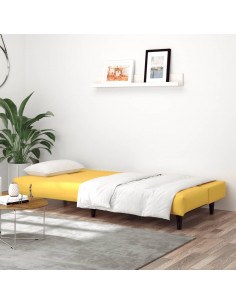 Divano Letto a 2 Posti Giallo in Velluto 2