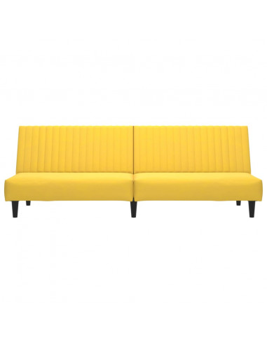 Divano Letto a 2 Posti Giallo in Velluto