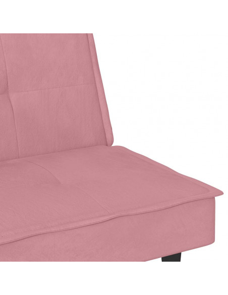 Divano Letto con Portabicchieri in Velluto Rosa