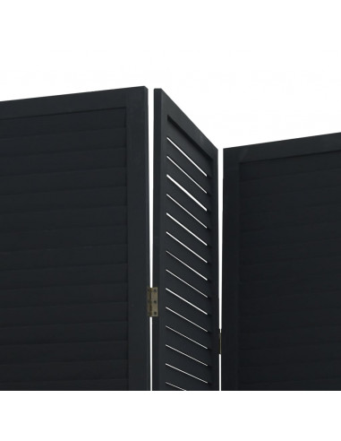 Divisorio Ambienti 3 Pannelli Nero Legno Massello di Paulownia