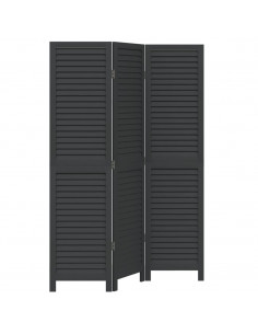 Divisorio Ambienti 3 Pannelli Nero Legno Massello di Paulownia