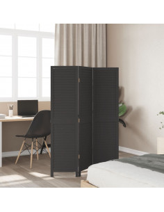 Divisorio Ambienti 3 Pannelli Nero Legno Massello di Paulownia 2