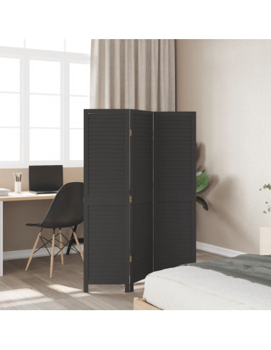 Divisorio Ambienti 3 Pannelli Nero Legno Massello di Paulownia
