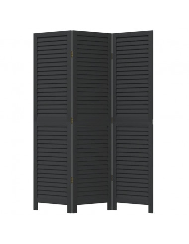 Divisorio Ambienti 3 Pannelli Nero Legno Massello di Paulownia
