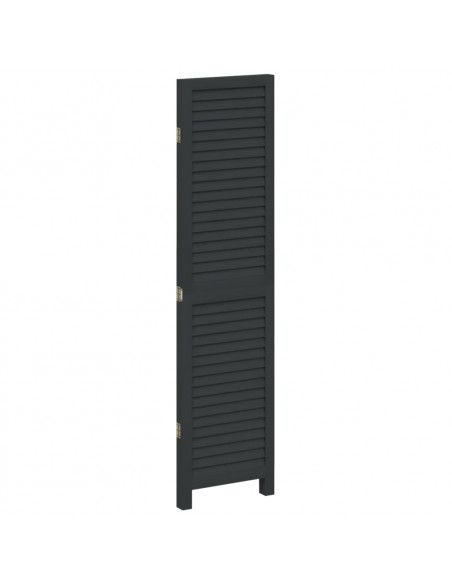 Divisorio Ambienti 3 Pannelli Nero Legno Massello di Paulownia