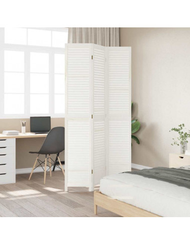 Divisorio Ambienti 3Pannelli Bianco Legno Massello di Paulownia