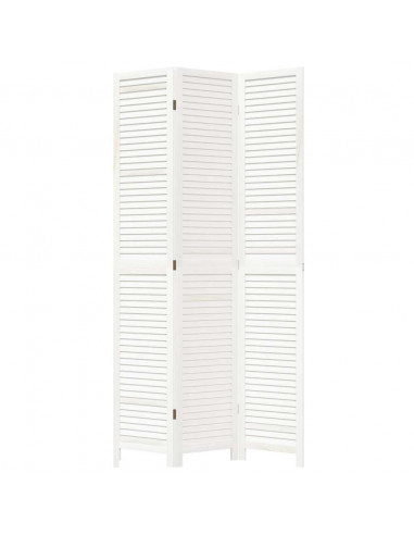Divisorio Ambienti 3Pannelli Bianco Legno Massello di Paulownia
