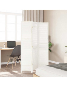 Divisorio Ambienti 3Pannelli Bianco Legno Massello di Paulownia 2